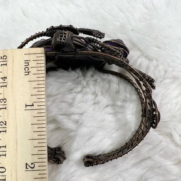Charoite Amethyst Copper Wrapped Gemstone Bangle ONLY - Picture 8 of 9